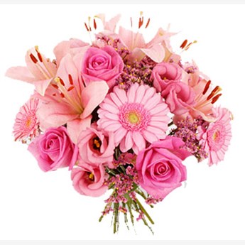 Pink Lilies , Roses & Gerberas