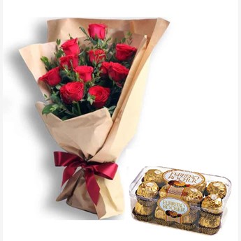 Birthday Rose Vase and Patchi Combo to Sharjah Online Delivery