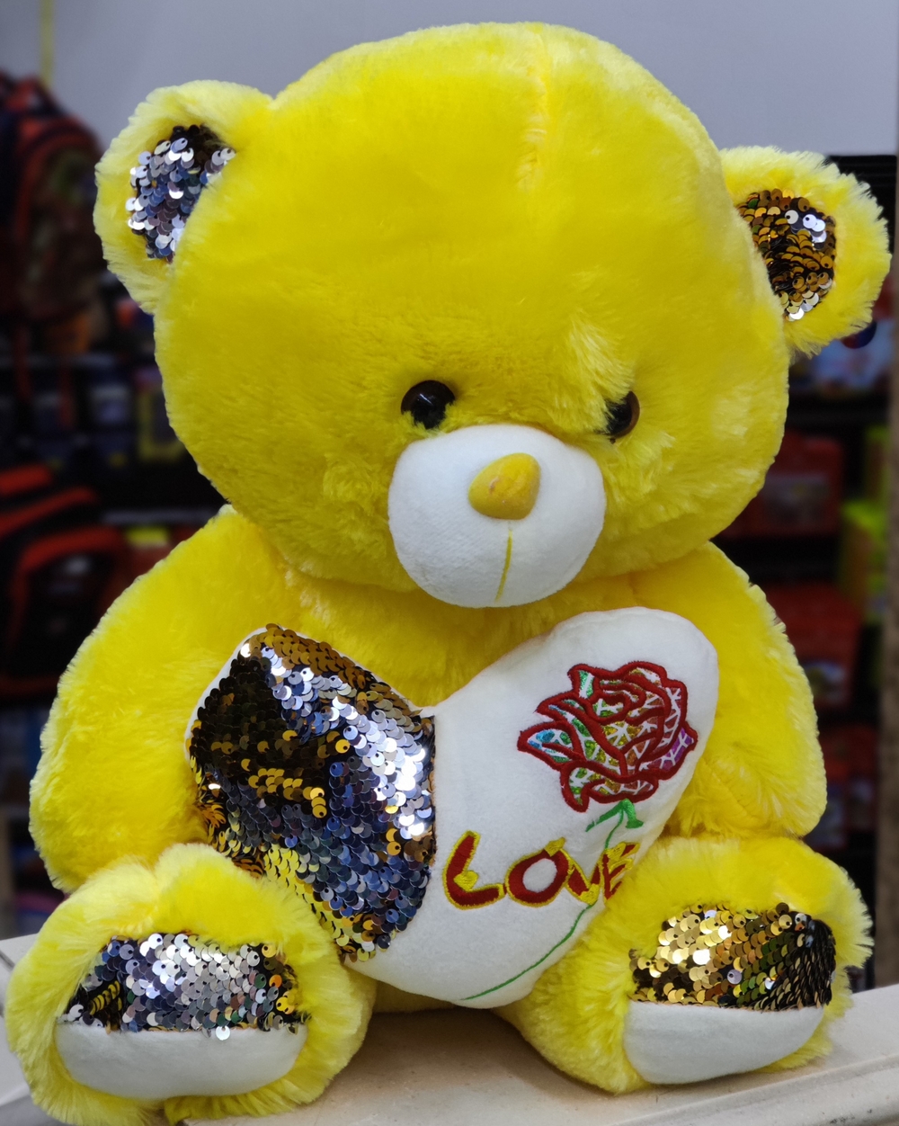 Light attractive yellow teddy with heart(40cm)