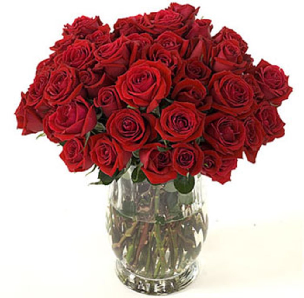 Vase with 40 Red Roses